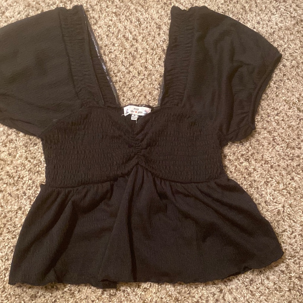 Puff sleeves black blouse, size medium